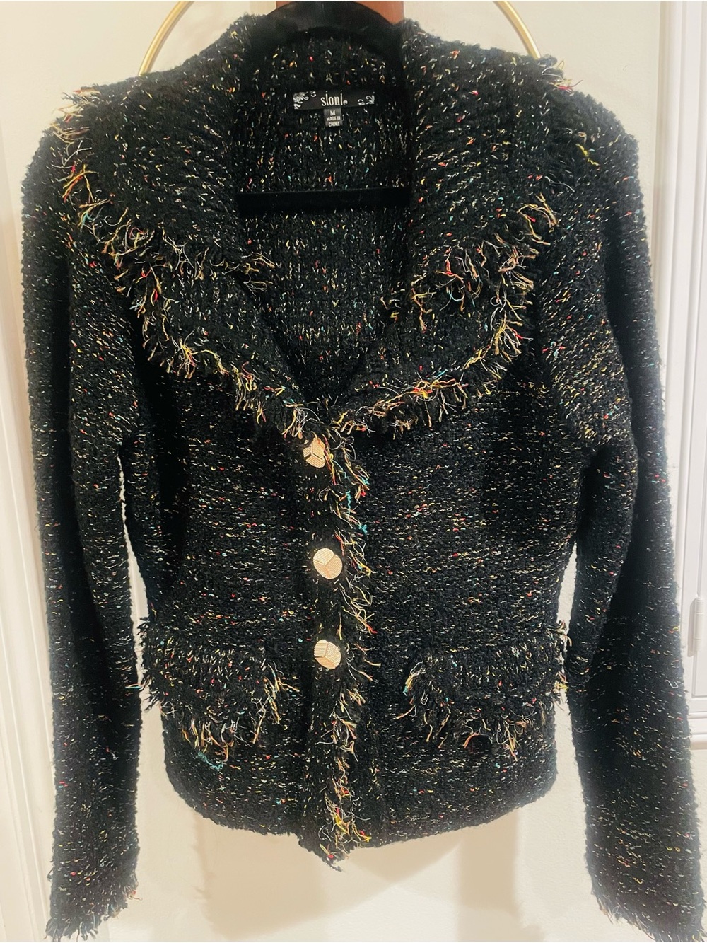 Sioni Black  Jacket with Multicolor Flecks
